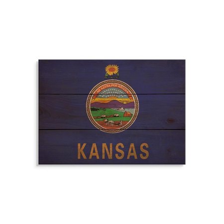 WILE E. WOOD 15 x 11 in. Kansas State Flag Wood Art FLKS-1511